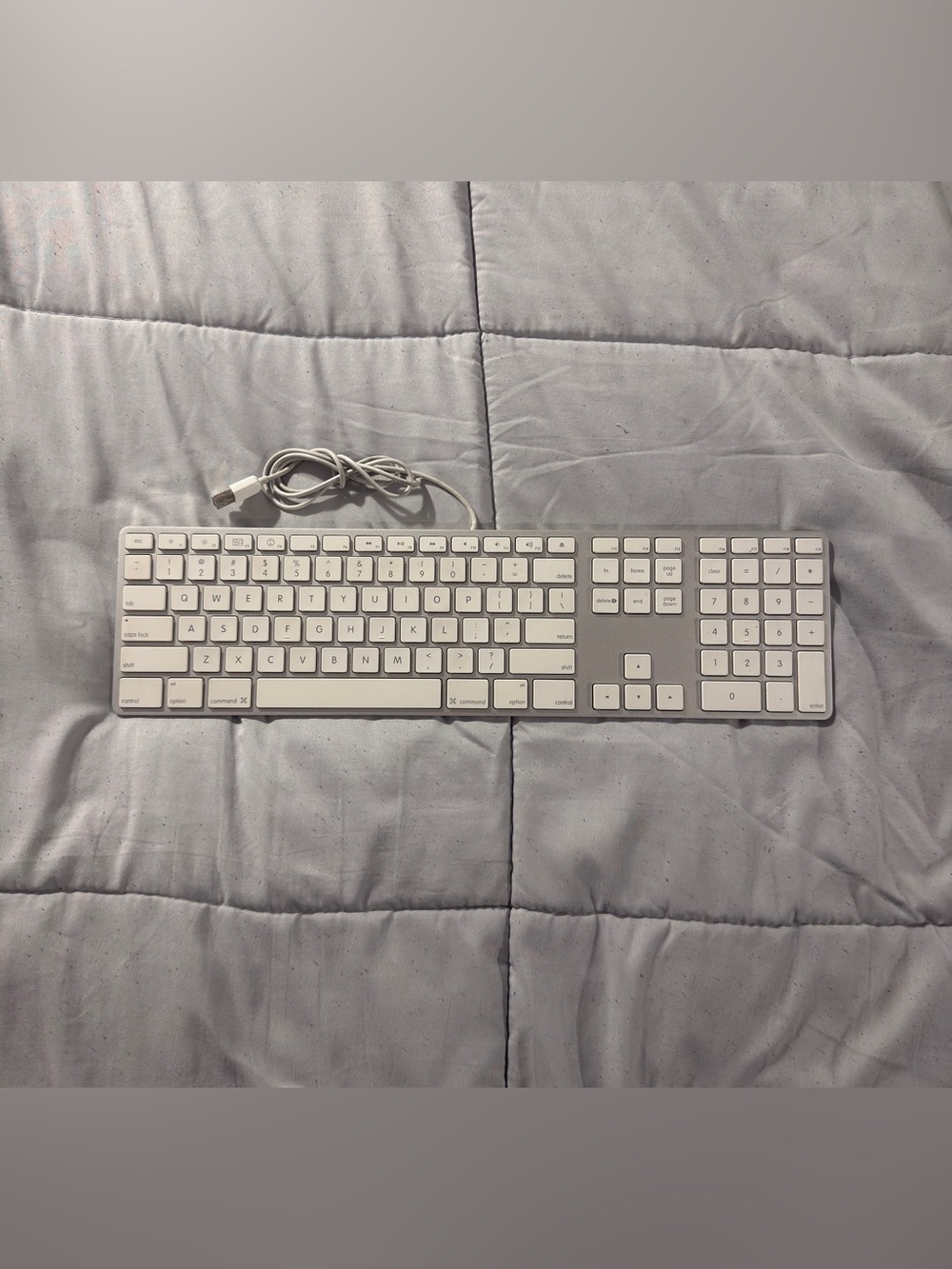 Genuine Apple Keyboard Wired A1243 White Slim Keyboard W/ Numeric Keypad TESTED
